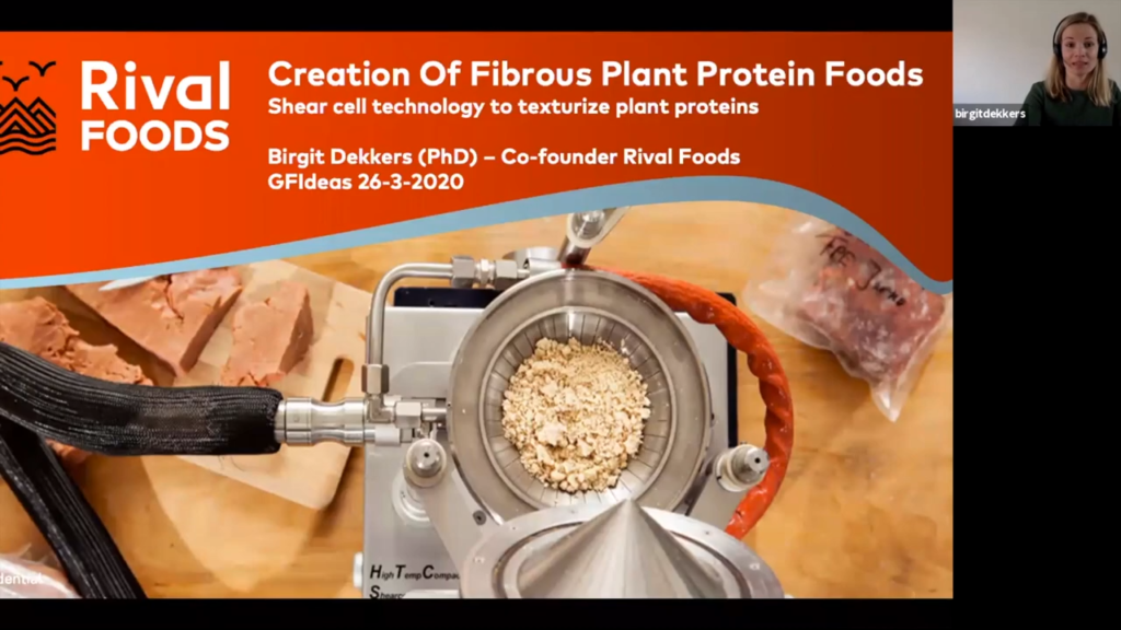 The science of plant-based meat 33 Screenshot of gfi grantee birgit dekkers discuss shear cell technology