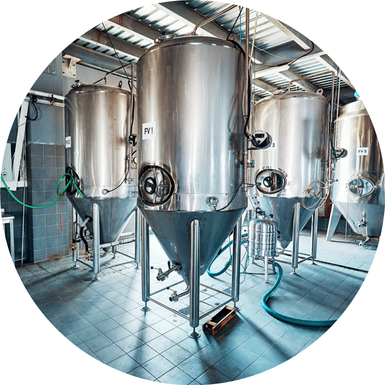 The science of cultivated meat 28 Fermentation tanks in an industrial room