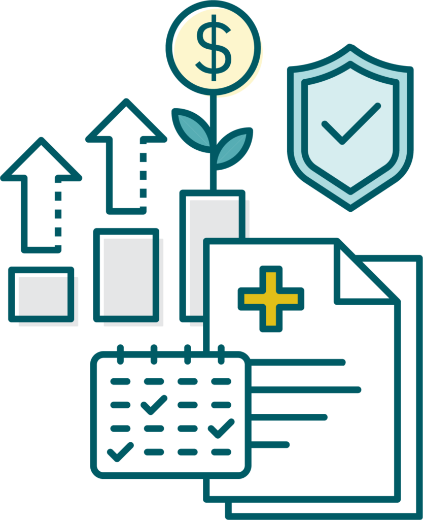 Careers at gfi 15 Illustrative icon showing checklist, growth, and security symbols