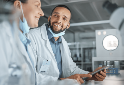 Researchers working in a lab