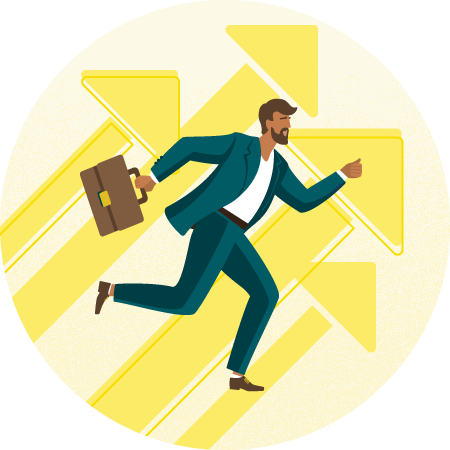 Alternative protein career portal 1 Network concept for career development, icon of a person with a briefcase with arrows
